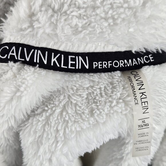 Calvin Klein Performance Size XL White Sherpa 1/4 Zip Pullover Cropped Waist - Picture 9 of 12